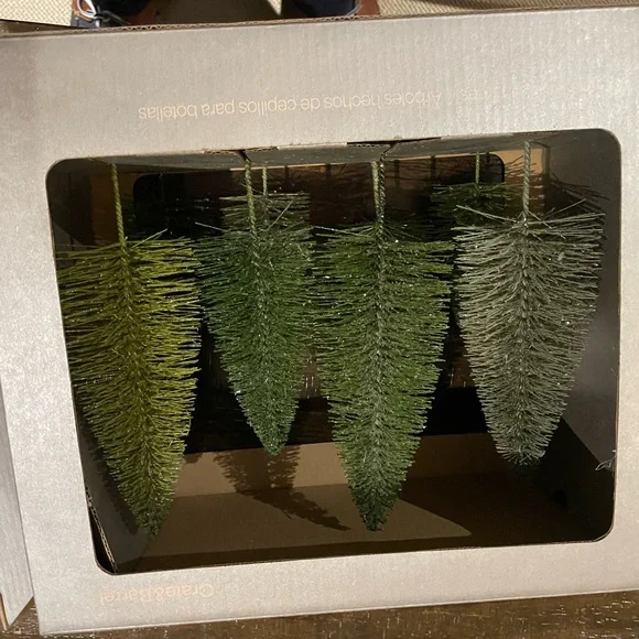 Crate&Barrel Festive Green Bottle Brush Trees - Picture 5 of 6